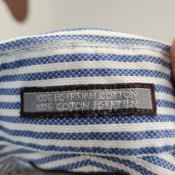 Black Brown Egyptian Cotton Blue Striped Men's Shirt - Picture 3 of 7